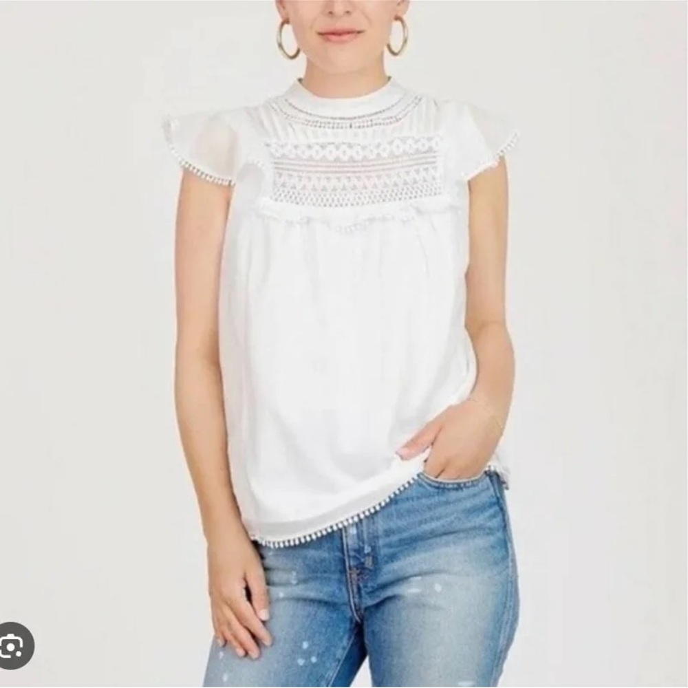 J. Crew White Lace Top